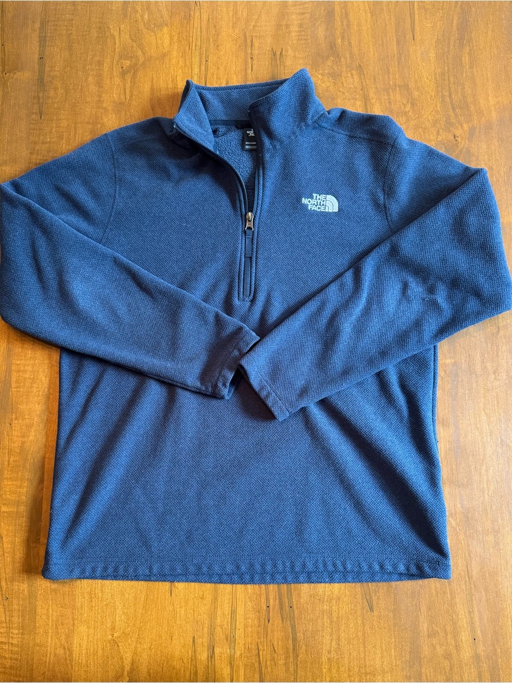 The North Face Dark Blue Textured Quarter-Zip Fleece Jacket